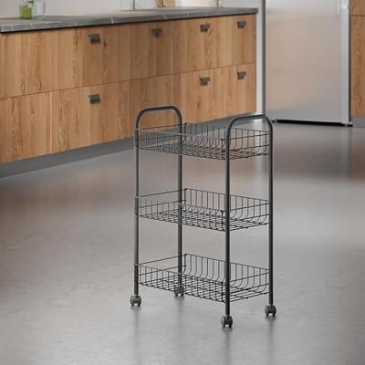 Metaltex Lugano Trolly met Wielen + 3 Manden 41x23x63 cm Zwart/Metaal