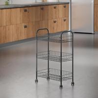Metaltex Lugano Trolly met Wielen + 3 Manden 41x23x63 cm Zwart/Metaal - thumbnail