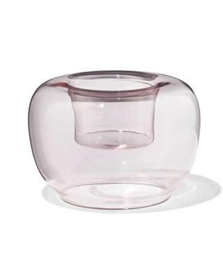 HEMA Theelichthouder glas retro roze (roze)