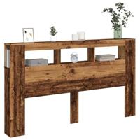 Hoofdeinde met LED 180x18,5x103,5 cm bewerkt hout oud hout - thumbnail