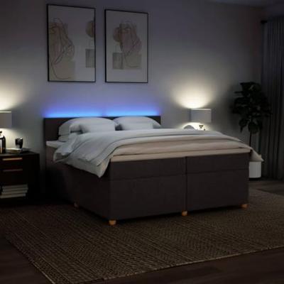 Boxspring met matras stof donkerbruin 200x200 cm