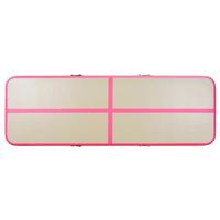 Gymnastiekmat met pomp opblaasbaar 800x100x10 cm PVC roze - thumbnail