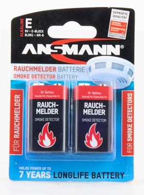 Ansmann Rauchmelderbatterie 9V batterij (blok) Alkaline 550 mAh 9 V 2 stuk(s)