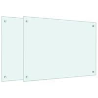 Spatschermen keuken 2 st 70x50 cm gehard glas wit - thumbnail