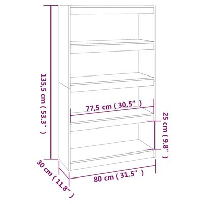 Boekenkast/kamerscherm 80x30x167,4 cm massief grenenhout wit