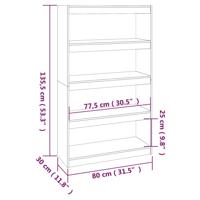Boekenkast/kamerscherm 80x30x167,4 cm massief grenenhout wit - thumbnail