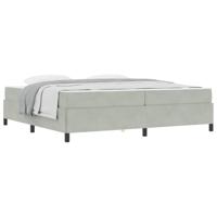 Bedframe Lichtgrijs, grijs en wit 200 x 200 cm Fluweel - thumbnail