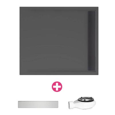 Douchevloer Xenz Easy Tray | 100x100 cm | Incl.Gootcover en Afvoersifon | Acryl | Vierkant | Zwart mat