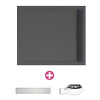 Douchevloer Xenz Easy Tray | 100x100 cm | Incl.Gootcover en Afvoersifon | Acryl | Vierkant | Zwart mat - thumbnail