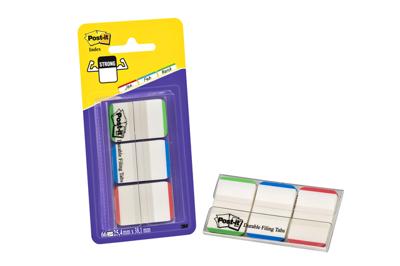 Post-it Index Strong, ft 25,4 x 38 mm, wit met gekleurde rand, 3 kleuren, 22 tabs per kleur Post-it Index Strong, ft 25,4 x 38 mm, wit met gekleurde rand, 3 kleuren, 22 tabs per kleur