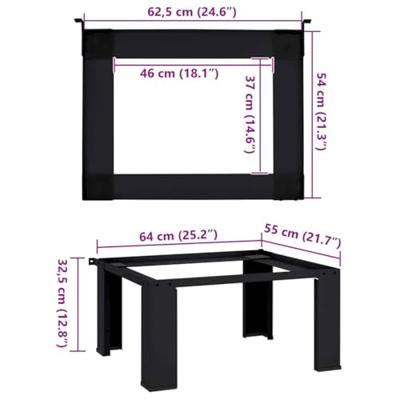 Wasmachine Pedestal Zwart 64 x 55 x 32.5 cm Staal Wasmachine Pedestal Zwart 64 x 55 x 32.5 cm Staal