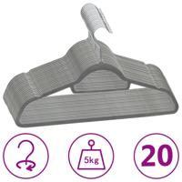 VidaXL 20-delige kledinghangerset anti-slip fluweel grijs - thumbnail