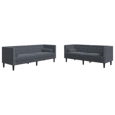2-delige Loungeset Chesterfield en bolsters fluweel donkergrijs