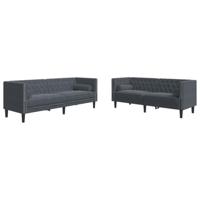 2-delige Loungeset Chesterfield en bolsters fluweel donkergrijs - thumbnail