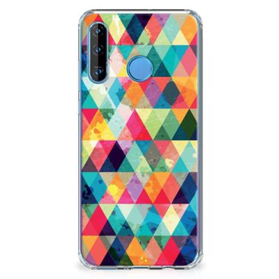Huawei P30 Lite Doorzichtige Silicone Hoesje Geruit Huawei P30 Lite Doorzichtige Silicone Hoesje Geruit
