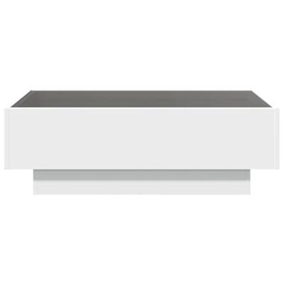 Salontafel met LED 90x50x30 cm bewerkt hout wit