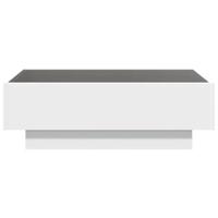Salontafel met LED 90x50x30 cm bewerkt hout wit - thumbnail
