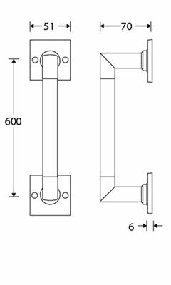 Deurgreep BH op vierk r. MMZ-eb 600mm