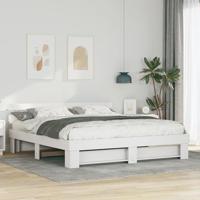 Bedframe met hoofdeinde Wit 200 x 200 cm Massief grenenhout - thumbnail