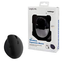 LogiLink ID0139 Ergonomische muis Radiografisch Optisch Zwart 6 Toetsen 1600 dpi Ergonomisch - thumbnail
