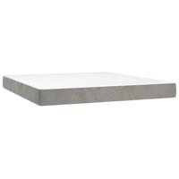 Boxspring met matras fluweel lichtgrijs 160x200 cm - thumbnail