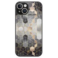 iPhone 14 glazen hardcase - Grey cubes - thumbnail