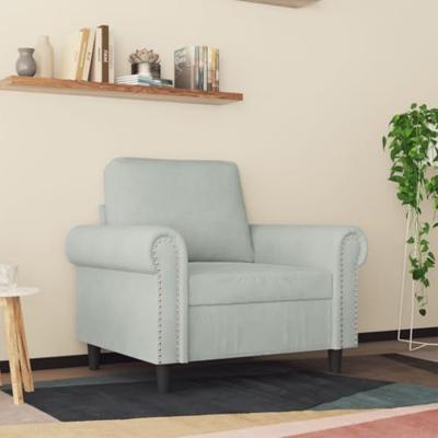 Fauteuil 60 cm fluweel lichtgrijs