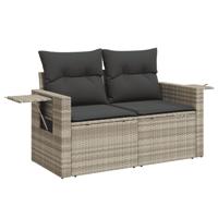 6-delige Loungeset met kussens poly rattan lichtgrijs - thumbnail