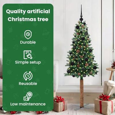 VidaXL Slanke kerstboom groen 150 cm pvc en massief dennenhout VidaXL Slanke kerstboom groen 150 cm pvc en massief dennenhout