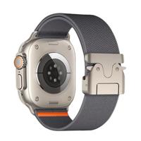 By Qubix - Nylon bandje met Parachute sluiting - Donkergrijs - Compatible met Apple Watch 44mm / 45mm / 46mm / 49mm - Compatible Apple watch bandjes - thumbnail