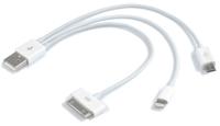 3 in 1 USB Kabel - USB naar Apple 30pins, Apple Lightning en microUSB - thumbnail