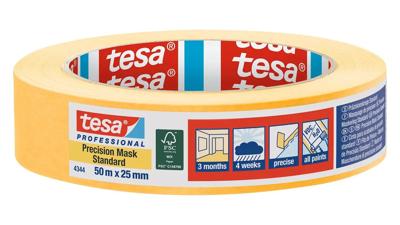 tesa PRECISION STANDARD 04344-00001-00 Maskeertape Präzisionskrepp Geel (l x b) 50 m x 38 mm 1 stuk(s) tesa PRECISION STANDARD 04344-00001-00 Maskeertape Präzisionskrepp Geel (l x b) 50 m x 38 mm 1 stuk(s)