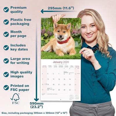 Shiba Inu Calendar 2026 Square Dog Breed Wall Calendar - 16 Month