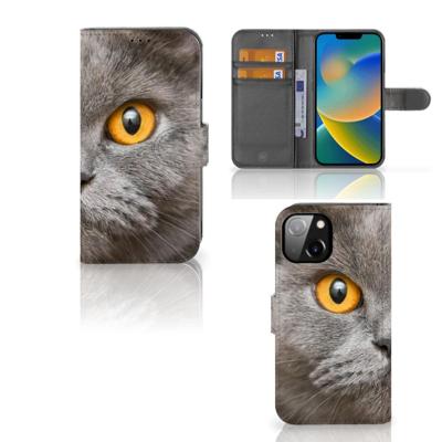 Telefoonhoesje | Met pasjeshouder | Apple iPhone 14 Britse Korthaar Telefoonhoesje | Met pasjeshouder | Apple iPhone 14 Britse Korthaar
