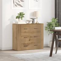Dressoir 80x33x70 cm bewerkt hout artisanaal eikenkleurig - thumbnail