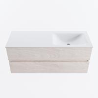 MONDIAZ VICA 120cm badmeubel onderkast Underlayment 2 lades. Wastafel CLOUD rechts zonder kraangat, kleur Talc. - thumbnail
