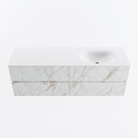 MONDIAZ VICA 150cm badmeubel onderkast Carrara 4 lades. Wastafel MOON rechts 1 kraangat, kleur Talc. - thumbnail