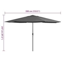 Parasol met metalen paal 390 cm antracietkleurig - thumbnail