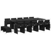 15-delige Tuinset met kussens poly rattan zwart - thumbnail