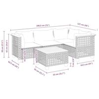 5-delige Loungeset met kussens poly rattan beige - thumbnail