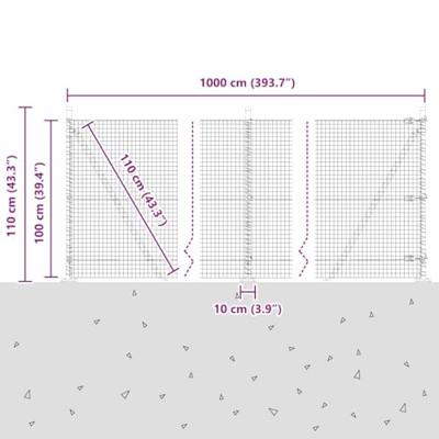 VidaXL Afrasteringspaal zilver 10 x 1 m (25 x 25 mm gaas) staal