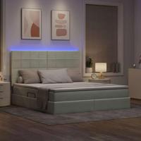 Opbergbed met LED met matras Lichtgrijs 160 x 200 cm Fluweel - thumbnail