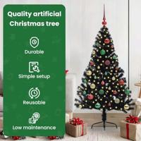 VidaXL Kunstmatig voorverlicht kerstboom met 150 led zwart 150 cm pvc - thumbnail