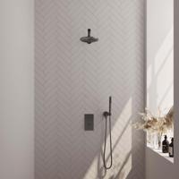 Regendoucheset Inbouw Brauer Gunmetal Edition Thermostatisch 20 cm met 3-Weg Omstelling, Wandarm en Staaf Handdouche Geborsteld Gunmetal Brauer - thumbnail