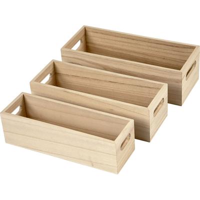 Creativ Company Opslag kratten, h: 6,5-7,5 cm, l: 22+23,5+25 cm, b: 6,5+7,5+8,5 cm, 3 stuk/ 1 set