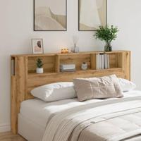 Hoofdbordkast 200x18,5x102,5 cm bewerkt hout artisanaal eiken - thumbnail