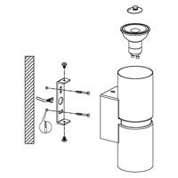 Eglo Led wandlampPassa Up - Down 2x3,3w - wit met grijs - 95368 - thumbnail