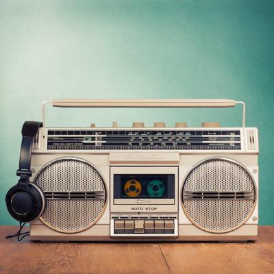 Schilderij - Stereo Retro , Multikleur , 3 maten , Wanddecoratie