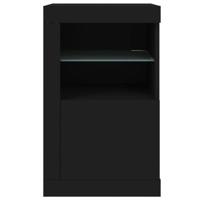 Bijzetkastjes met LED-verlichting 2 st bewerkt hout zwart - thumbnail