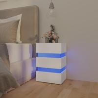 326846 Nachtkastje LED 45x35x67 cm bewerkt hout wit - thumbnail